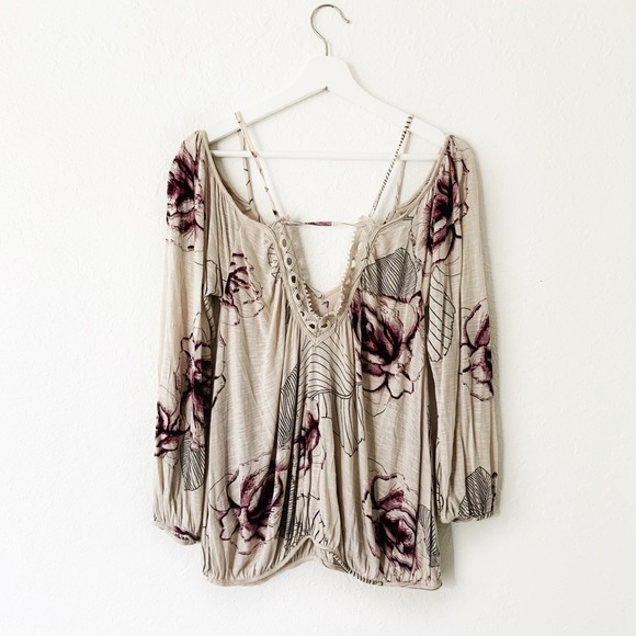Free People Adelia Rose-Print Cold-Shoulder Blouse - Picture 4 of 7
